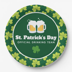 St. Patrick's Day Drink Team Clover Pattern Papieren Bordje