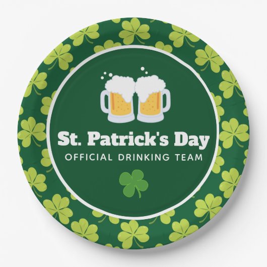St. Patrick's Day Drink Team Clover Pattern Papieren Bordje (Voorkant)