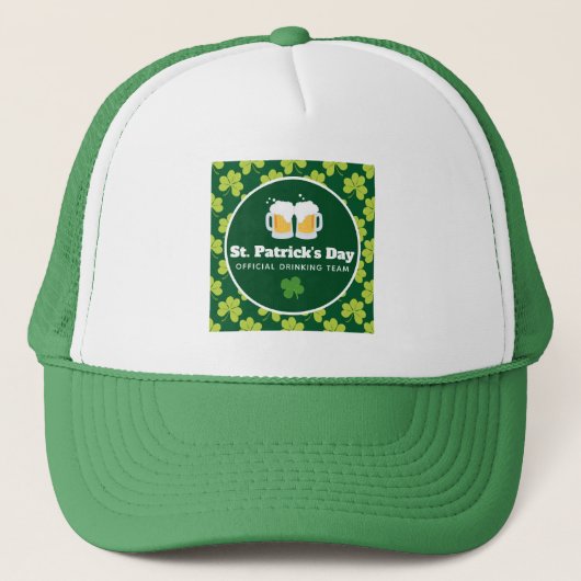 St. Patrick's Day Drink Team Clover Pattern Trucker Pet (Voorkant)