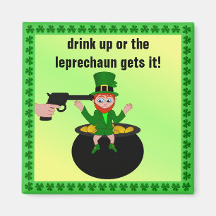St Patrick's Day Drink Up Square Magnet Magneet