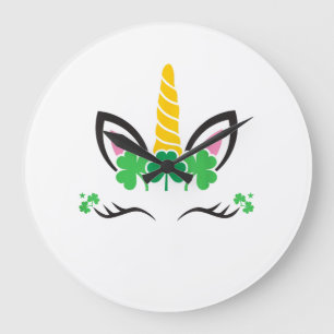 St. Patrick's Day Eenhoorn Gezicht Leprechaun Iers Grote Klok