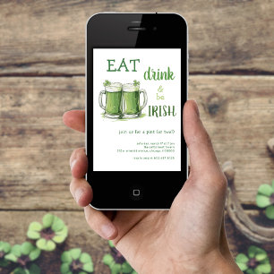 St. Patricks Day Eet Drink Be Irish Beer Party Kaart