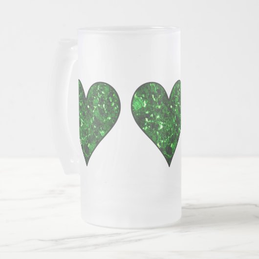 St. Patrick's Day Emerald Heart Matglas Bierpul (Voorkant links)