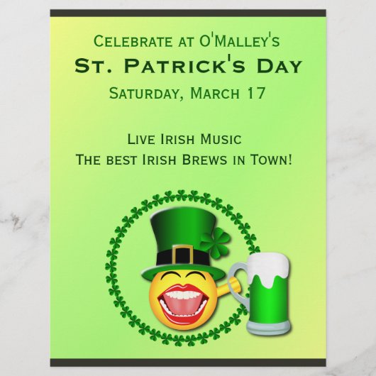 St Patrick's Day Emoji Green Beer Irish Pub Flyer (Voorkant)