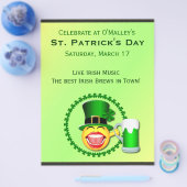 St Patrick's Day Emoji Green Beer Irish Pub Flyer (Enkel)