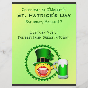 St. Patrick's Day Emoji Groene Bier Ierse Pub Flyer