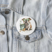 St. Patrick's Day Engelse buldog Ronde Button 7,6 Cm (In situ)
