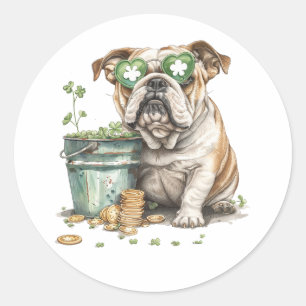 St. Patrick's Day Engelse buldog Ronde Sticker