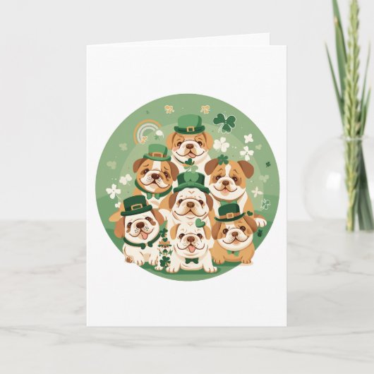 St. Patrick's Day Engelse Bulldogs Feestdagen Kaart (Voorkant)