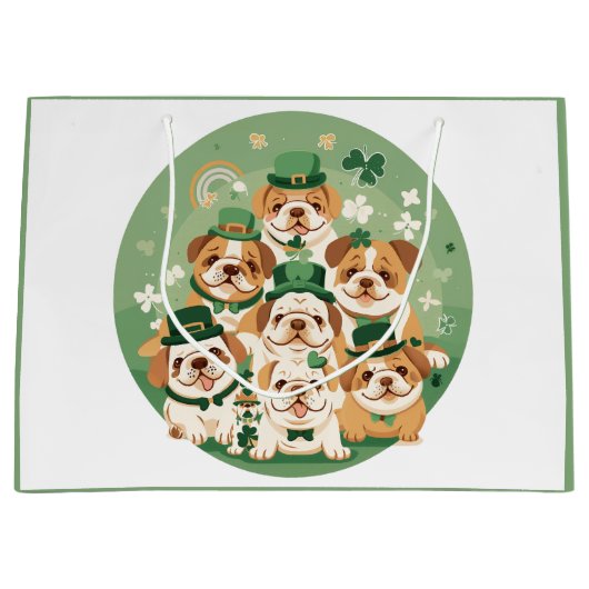 St. Patrick's Day Engelse Bulldogs Groot Cadeauzakje (Voorkant)