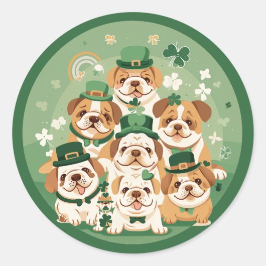 St. Patrick's Day Engelse Bulldogs Ronde Sticker (Voorkant)
