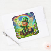 St. Patrick's Day Fairy Leprechaun Vierkante Sticker (Envelop)