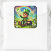 St. Patrick's Day Fairy Leprechaun Vierkante Sticker (Tas)