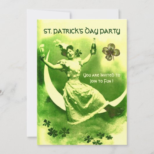 ST.PATRICK'S DAY FEEST MAAN VROUW MET KLAVERTJES KAART (Voorkant)