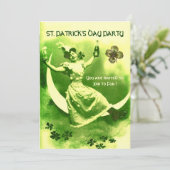 ST.PATRICK'S DAY FEEST MAAN VROUW MET KLAVERTJES KAART (Staand voorkant)