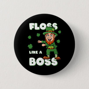 St Patricks Day Flossen als een baas Leprechaun Jo Ronde Button 5,7 Cm