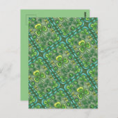 ST. PATRICK'S DAY FOLK ART SHAMROCKS N' LADYBUGS BRIEFKAART (Voorkant / Achterkant)