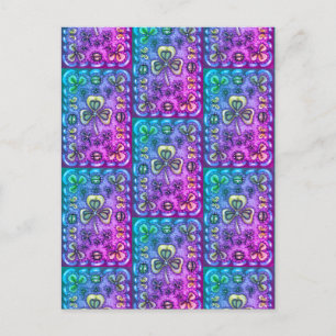 ST. PATRICK'S DAY FOLK ART SHAMROCKS N' LADYBUGS BRIEFKAART