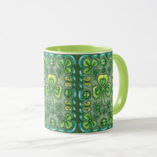 ST. PATRICK'S DAY FOLK ART SHAMROCKS N' LADYBUGS MOK