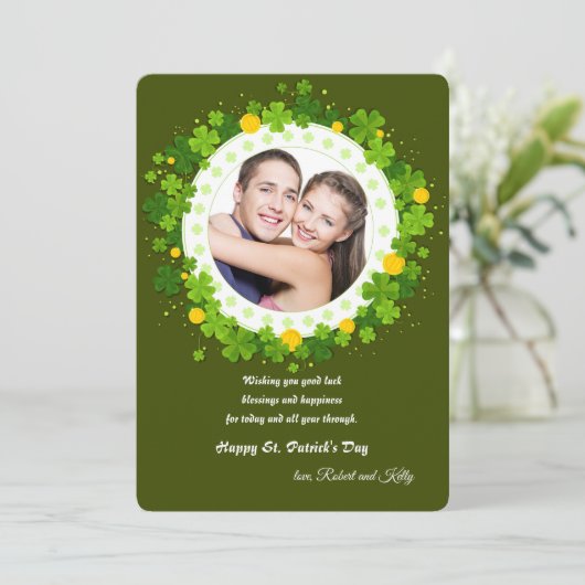 St. Patrick's Day Fotokaart Feestdagenkaart (Staand voorkant)