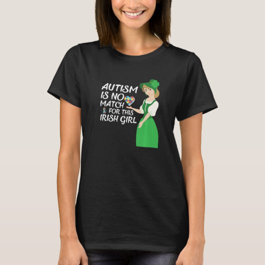 St Patricks Day Four Leaf C Irish Girl Autism Awar T-shirt (Voorkant)