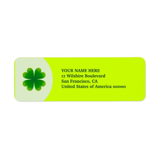St. Patrick's Day Four Leaf Clover Étiquette Adres (Devant)