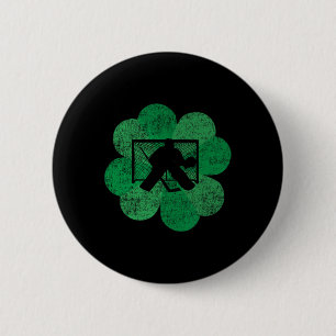 St Patricks Day Four Leaf Clover - Lucky Hockey Go Ronde Button 5,7 Cm