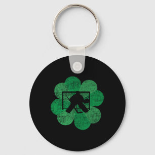 St Patricks Day Four Leaf Clover - Lucky Hockey Go Sleutelhanger