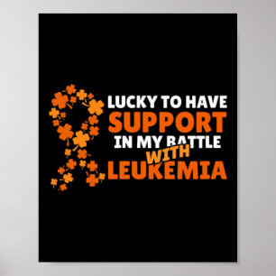 St Patrick's Day Four Leaf Clover Oranje leukemie Poster