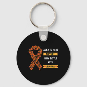 St Patrick's Day Four Leaf Clover Oranje leukemie  Sleutelhanger