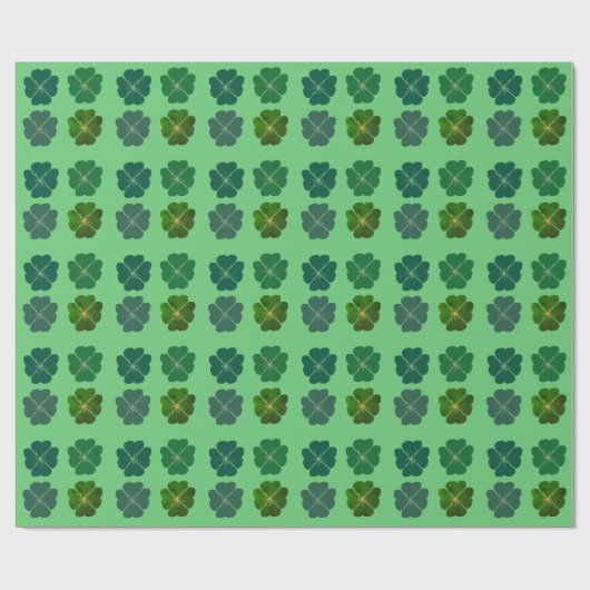 St. Patrick's Day Four Leaf Clover Pattern Cadeaupapier (Vlak)