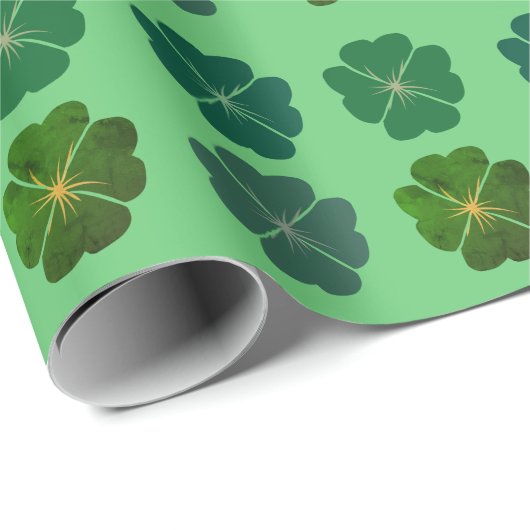 St. Patrick's Day Four Leaf Clover Pattern Cadeaupapier (Rol Hoek)