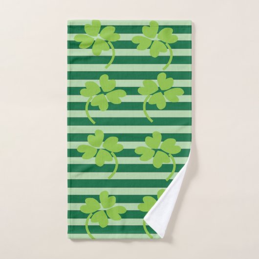 St Patricks Day Four Leaf Clover Stripes Pattern Bad Handdoek (Handdoek)