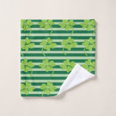 St Patricks Day Four Leaf Clover Stripes Pattern Bad Handdoek (Wasdoekje)
