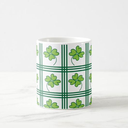 St Patricks Day Four Leaf Lucky Clover Pattern Koffiemok (Center)