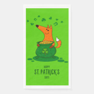 St Patricks Day Fox Pot van Gold Green Shamrock Servet