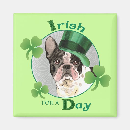 St. Patrick's Day French Bulldog Magneet (Voorkant)