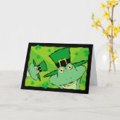 St. Patrick's Day Funny Frogs Wenskaart Kaart (Gele Bloem)