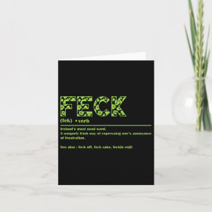 St Patricks Day Funny Irish Feck Definitie voor Wo Kaart