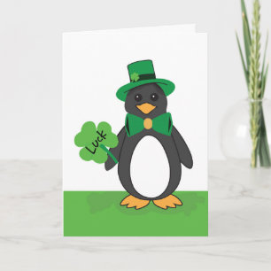 St. Patricks Day Funny Lucky Penguin Kaart