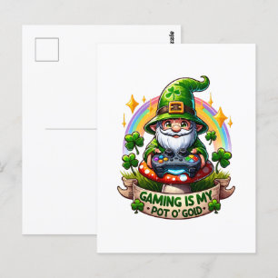 St. Patrick's Day Gamer Gnoom Briefkaart