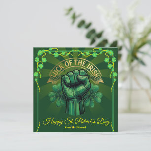 St. Patrick's Day Geluk van de Ieren Vuist Shamroc Feestdagenkaart