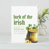 St. Patrick's Day Geluk van de Ierse Feest Uitnodi Kaart (Staand voorkant)