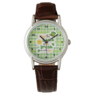 St Patricks Day Geluk van de Ierse Plaid Horloge