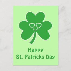 St. Patrick's Day Gelukkig Glimlach Klavertjevier Briefkaart