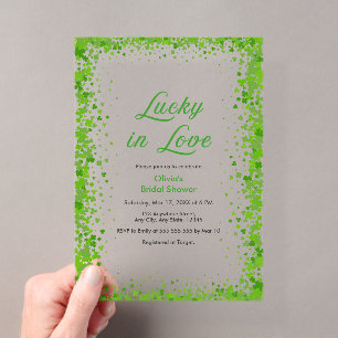 St. Patrick's Day Gelukkig Verliefd Bruidsuitnodig Acryl Uitnodigingen