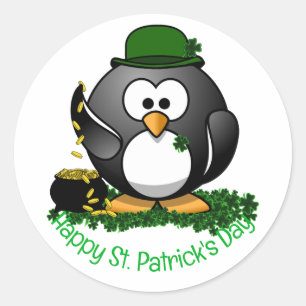 St. Patrick's Day Geluks Penguin Ronde Sticker