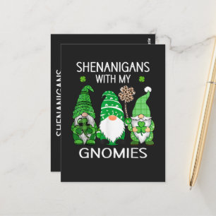 St. Patrick's Day Geluks Shamrock Luipaard Gnooms Briefkaart