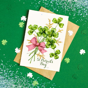 St. Patrick's Day Geluksdriebladeren Elegant Vinta Feestdagenkaart