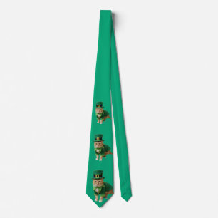 St. Patrick's Day Gelukskat Groen  Stropdas